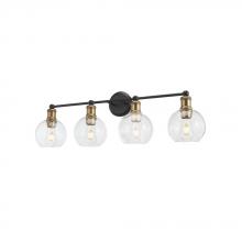 Avista Lighting Inc A3214BKAB - Avista Ash Vanity Wall Light 4-Light Black & Aged Brass