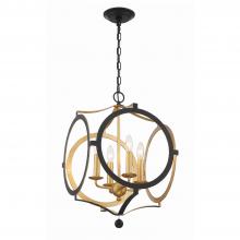 Crystorama ODE-704-BK-GA - Odelle 4 Light Black + Antique Gold Chandelier