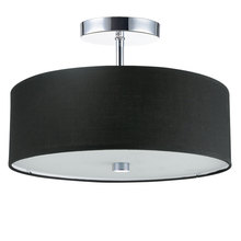 Dainolite 571-143SF-PC-BK - 3 Light Incandescent Semi Flush Polished Chrome Finish with Black Shade