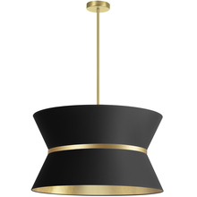 Dainolite CTN-244C-AGB-698 - 4 Light Incandescent Chandelier, Aged Brass with Gold Ring Black / Gold Shade