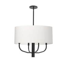 Dainolite ELN-224C-MB-790 - 4 Light Incandescent Pendant, Matte Black w/ White Fabric Shade