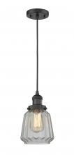  201C-BK-G142 - Chatham - 1 Light - 7 inch - Matte Black - Cord hung - Mini Pendant