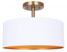 Canarm ISF1119A02WHG - REXTON 13 in. 2-Light 60-Watt Contemporary Matte White Semi-Flush Mount with Matte White with Gold M