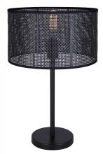 Canarm ITL1149A22BK-BPR - BELLAMY 22 in. matte black Table Lamp with Black Faux Rattan Shade and 3 Way Switch