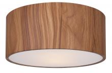 Canarm IFM318A13BKW - Dexter 13 in. 2-Light 15-Watt Mid Century Modern Matte Black Flush Mount with Faux Woodgrain Metal S