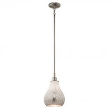  65407 - Crystal Ball 12.75" 1 Light Mini Pendant with White Mosaic Glass in Brushed Nickel