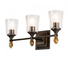 Lucas McKearn BB1022DB-3-F2G - Vetiver 3 Light Bath Vanity Light In Dark Bronze With Gold Accents