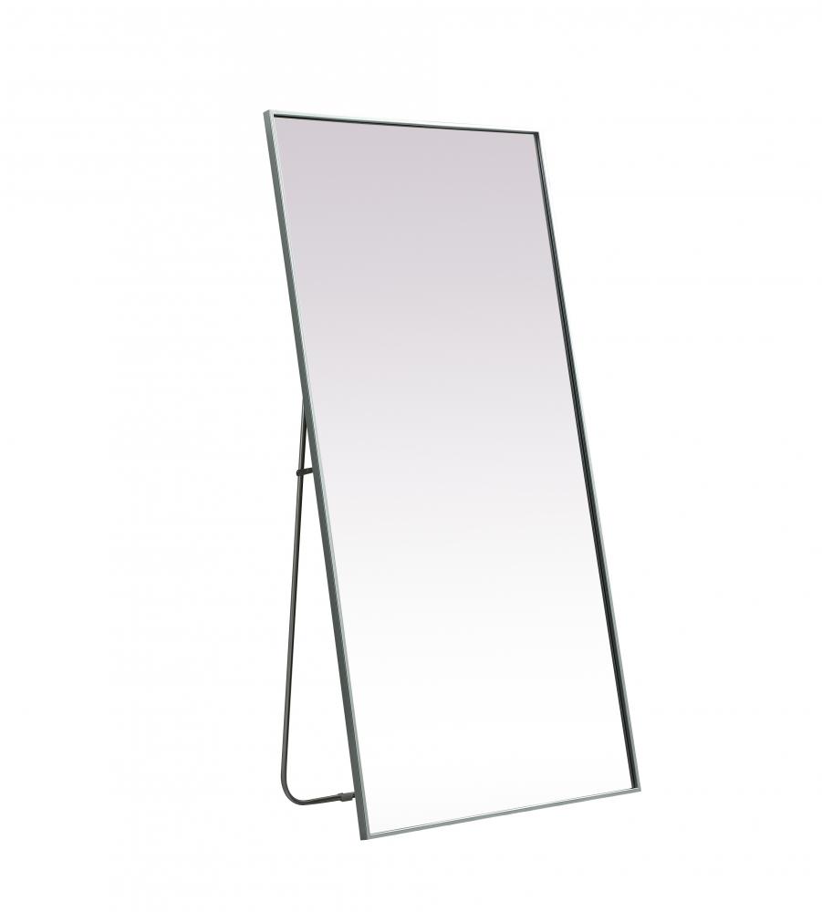 Metal Frame Rectangle Full Length Mirror 30x60 Inch In Silver