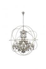 Elegant 1130G60PN-SS/RC - Geneva 25 Light Polished Nickel Chandelier Silver Shade (Grey) Royal Cut Crystal