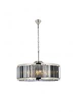 Elegant 1203D35PN-SS/RC - Chelsea 10 Light Polished Nickel Chandelier Silver Shade (Grey) Royal Cut Crystal