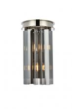 Elegant 1208W8PN-SS/RC - Sydney 2 Light Polished Nickel Wall Sconce Silver Shade (Grey) Royal Cut Crystal