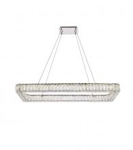 Elegant 3504D42L1C - Monroe 42 Inch LED Single Rectangle Pendant in Chrome