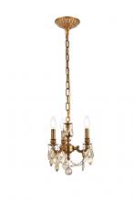 Elegant 9103D10FG-GT/RC - Lillie 3 Light French Gold Pendant Golden Teak (Smoky) Royal Cut Crystal