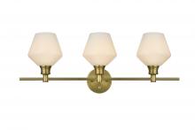 Elegant LD2317SG - Gene 3 Light Satin Gold and Frosted White Glass Wall Sconce