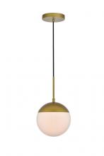  LD6030BR - Eclipse 1 Light Brass Pendant with Frosted White Glass