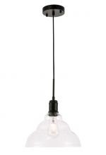 Elegant LD6219BK - Gil 1 Light Black and Clear Seeded Glass Pendant