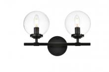 Elegant LD7302W15BLK - Ingrid 2 Light Black and Clear Bath Sconce