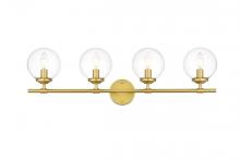 Elegant LD7302W33BRA - Ingrid 4 Light Brass and Clear Bath Sconce