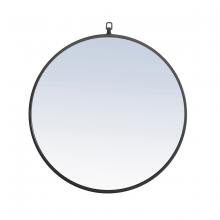 Elegant MR4051BK - Metal Frame Round Mirror with Decorative Hook 24 Inch Black Finish