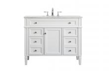 Elegant VF12542WH - 42 Inch Single Bathroom Vanity in White