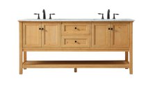 Elegant VF27072DNW - 72 Inch Double Bathroom Vanity in Natural Wood