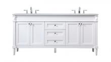 Elegant VF31872DWH - 72 inch double bathroom vanity in white