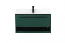 Elegant VF43536MGN-BS - 36 Inch Single Bathroom Vanity in Green with Backsplash