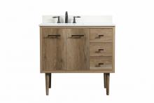 Elegant VF48036NT-BS - 36 Inch Single Bathroom Vanity in Natural Oak with Backsplash