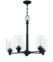 Craftmade 49825-FB-C - Dardyn 5 Light Chandelier in Flat Black (Clear Glass)