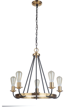 Craftmade 50325-FBSB - Randolph 5 Light Chandelier in Flat Black/Satin Brass