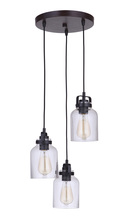 Craftmade 53692-FBDT - Foxwood 3 Light Pendant in Flat Black/Dark Teak